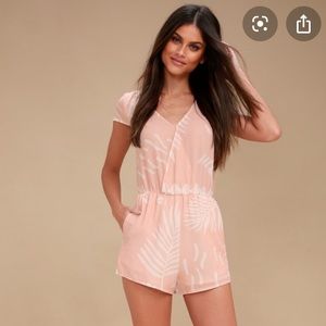 Lulus blush and white tie romper